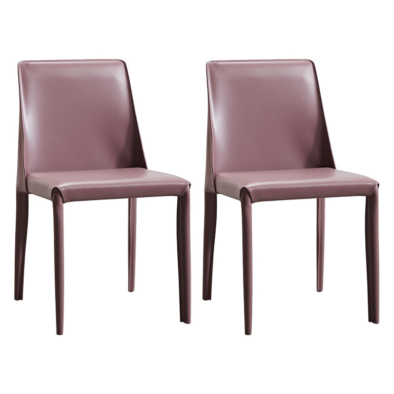 Faux Leather Contemporary Dining Room Chairs Matte Finish Solid Back Dining Arm Chairs Purple 2 Piece Set Clearhalo ' kitchen&dining_furn' 'Dining Chairs' 'Dining Tables & Seating' 'dining_chair' 'furn' 'furn_dining_chair' 'Furniture' 'furniture_dining_chair' 'Kitchen & Dining Furniture' 'kitchen' 3597772