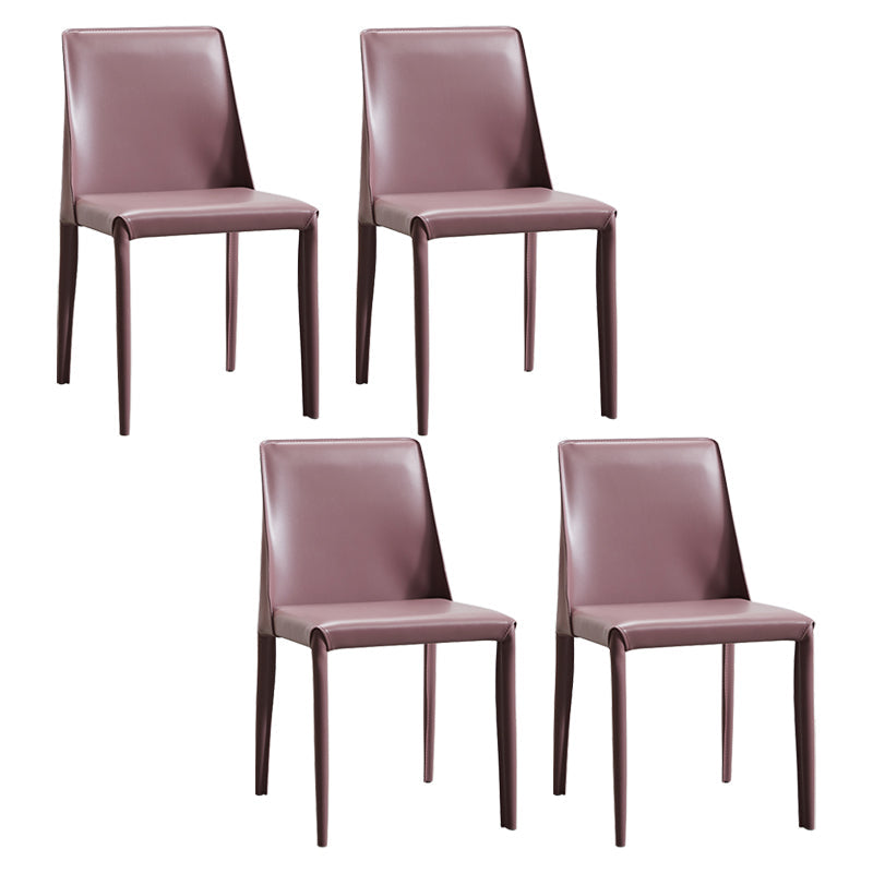 Faux Leather Contemporary Dining Room Chairs Matte Finish Solid Back Dining Arm Chairs Purple 4 Piece Set Clearhalo ' kitchen&dining_furn' 'Dining Chairs' 'Dining Tables & Seating' 'dining_chair' 'furn' 'furn_dining_chair' 'Furniture' 'furniture_dining_chair' 'Kitchen & Dining Furniture' 'kitchen' 3597773