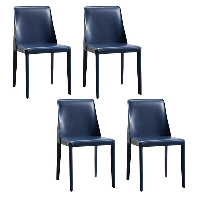 Faux Leather Contemporary Dining Room Chairs Matte Finish Solid Back Dining Arm Chairs Blue 4 Piece Set Clearhalo ' kitchen&dining_furn' 'Dining Chairs' 'Dining Tables & Seating' 'dining_chair' 'furn' 'furn_dining_chair' 'Furniture' 'furniture_dining_chair' 'Kitchen & Dining Furniture' 'kitchen' 3597776