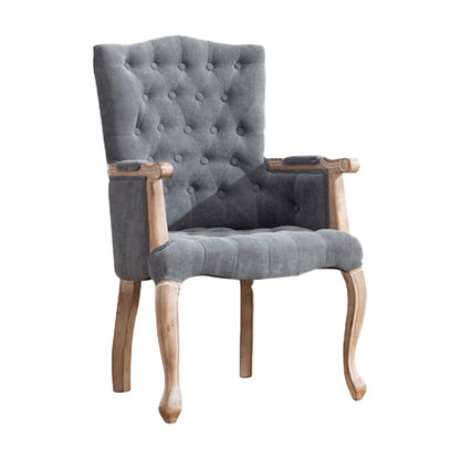 Victorian Dining Arm Chair Solid Back Side Chair with 4 Wood Legs for Home Use Light Gray 1 Piece Clearhalo ' kitchen&dining_furn' 'Dining Chairs' 'Dining Tables & Seating' 'dining_chair' 'furn' 'furn_dining_chair' 'Furniture' 'furniture_dining_chair' 'Kitchen & Dining Furniture' 'kitchen' 3597790