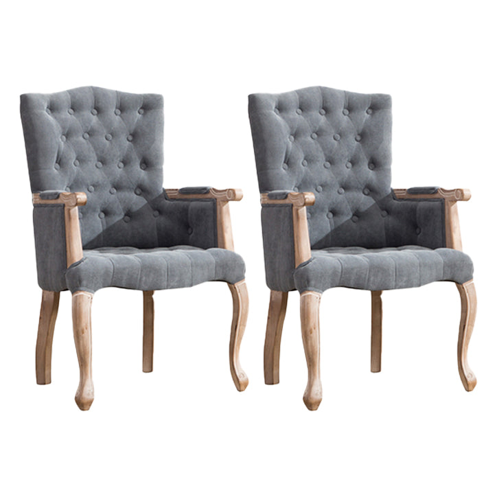 Victorian Dining Arm Chair Solid Back Side Chair with 4 Wood Legs for Home Use Light Gray 2 Piece Set Clearhalo ' kitchen&dining_furn' 'Dining Chairs' 'Dining Tables & Seating' 'dining_chair' 'furn' 'furn_dining_chair' 'Furniture' 'furniture_dining_chair' 'Kitchen & Dining Furniture' 'kitchen' 3597792