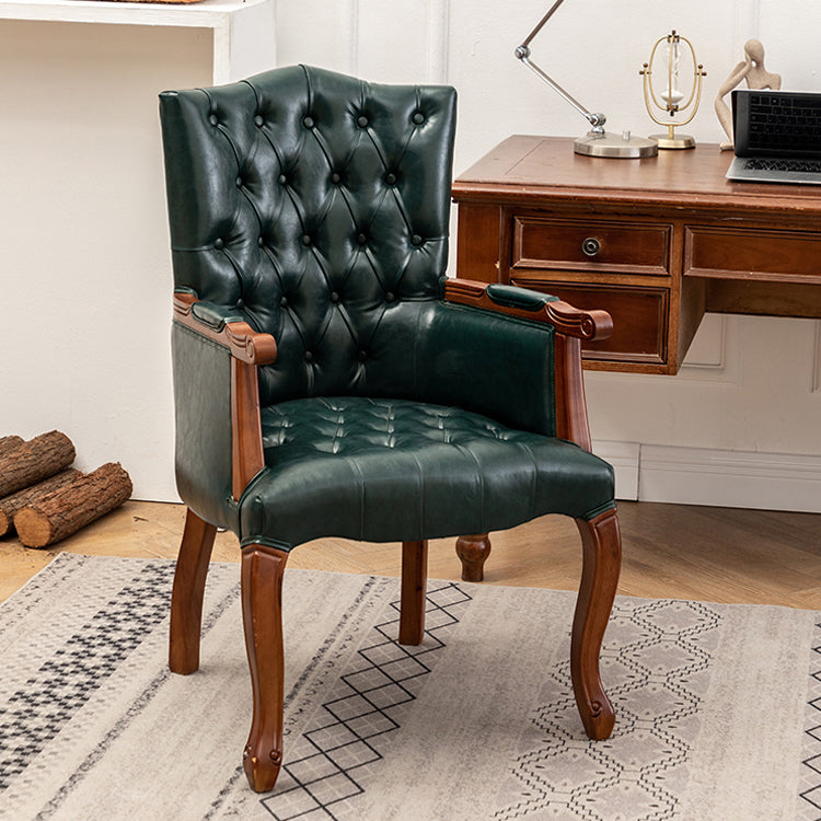 Victorian Dining Arm Chair Solid Back Side Chair with 4 Wood Legs for Home Use Clearhalo ' kitchen&dining_furn' 'Dining Chairs' 'Dining Tables & Seating' 'dining_chair' 'furn' 'furn_dining_chair' 'Furniture' 'furniture_dining_chair' 'Kitchen & Dining Furniture' 'kitchen' 3597793