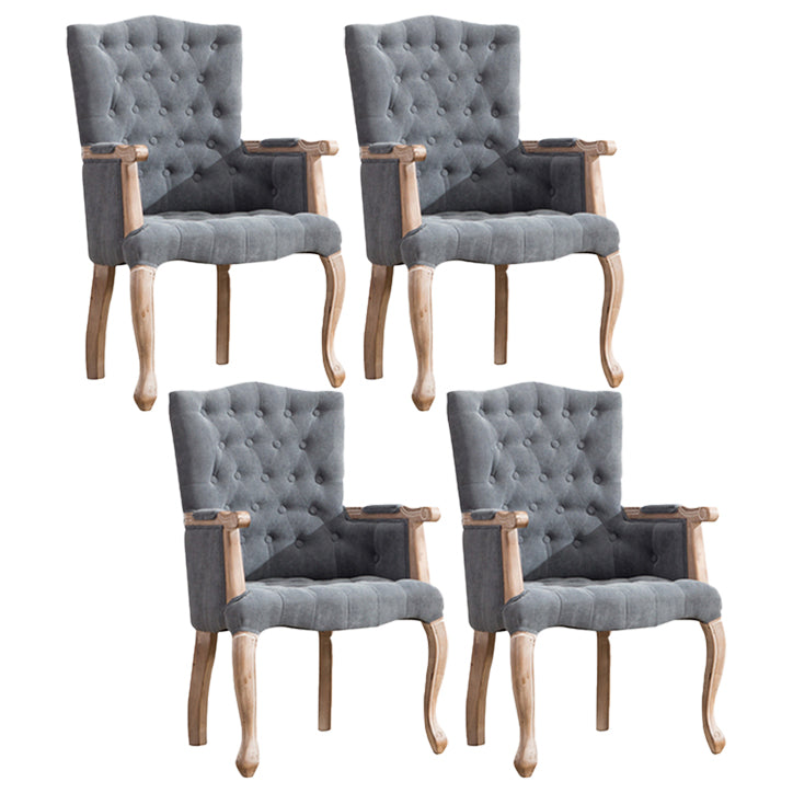 Victorian Dining Arm Chair Solid Back Side Chair with 4 Wood Legs for Home Use Light Gray 4 Piece Set Clearhalo ' kitchen&dining_furn' 'Dining Chairs' 'Dining Tables & Seating' 'dining_chair' 'furn' 'furn_dining_chair' 'Furniture' 'furniture_dining_chair' 'Kitchen & Dining Furniture' 'kitchen' 3597794