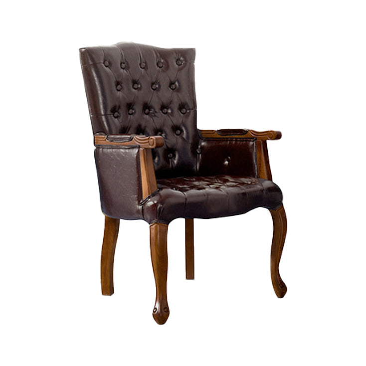 Victorian Dining Arm Chair Solid Back Side Chair with 4 Wood Legs for Home Use Coffee 1 Piece Clearhalo ' kitchen&dining_furn' 'Dining Chairs' 'Dining Tables & Seating' 'dining_chair' 'furn' 'furn_dining_chair' 'Furniture' 'furniture_dining_chair' 'Kitchen & Dining Furniture' 'kitchen' 3597796