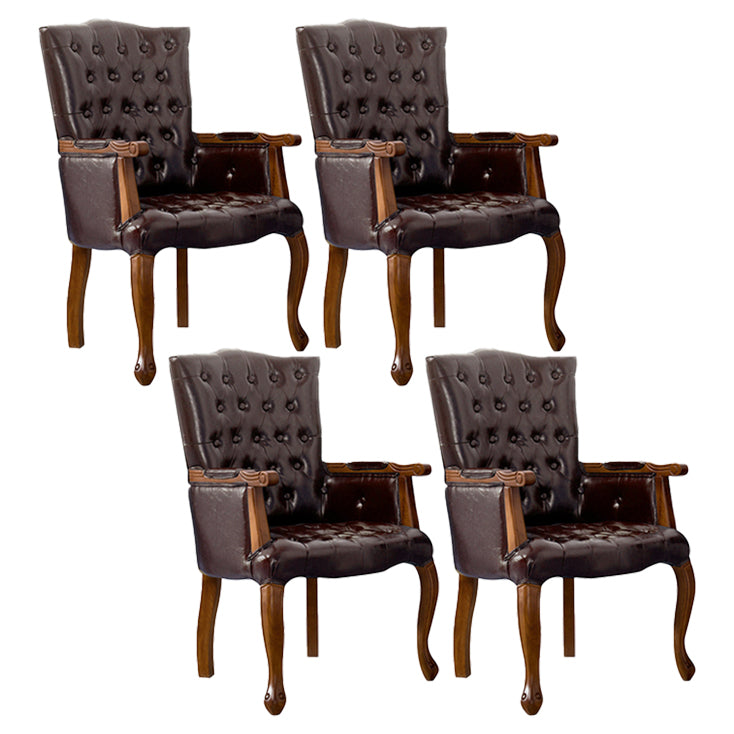 Victorian Dining Arm Chair Solid Back Side Chair with 4 Wood Legs for Home Use Coffee 4 Piece Set Clearhalo ' kitchen&dining_furn' 'Dining Chairs' 'Dining Tables & Seating' 'dining_chair' 'furn' 'furn_dining_chair' 'Furniture' 'furniture_dining_chair' 'Kitchen & Dining Furniture' 'kitchen' 3597800