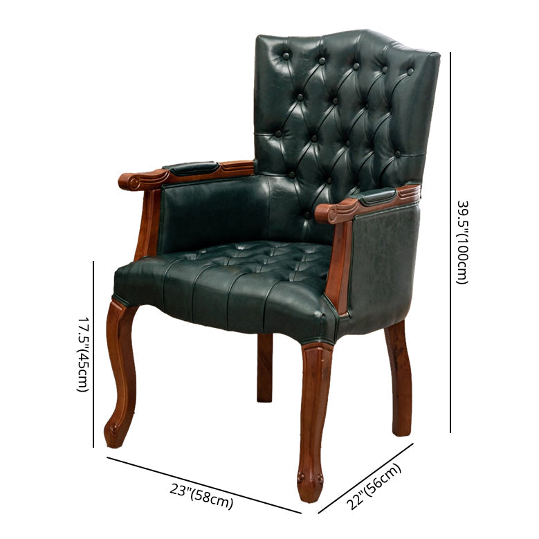 Victorian Dining Arm Chair Solid Back Side Chair with 4 Wood Legs for Home Use Clearhalo ' kitchen&dining_furn' 'Dining Chairs' 'Dining Tables & Seating' 'dining_chair' 'furn' 'furn_dining_chair' 'Furniture' 'furniture_dining_chair' 'Kitchen & Dining Furniture' 'kitchen' 3597808