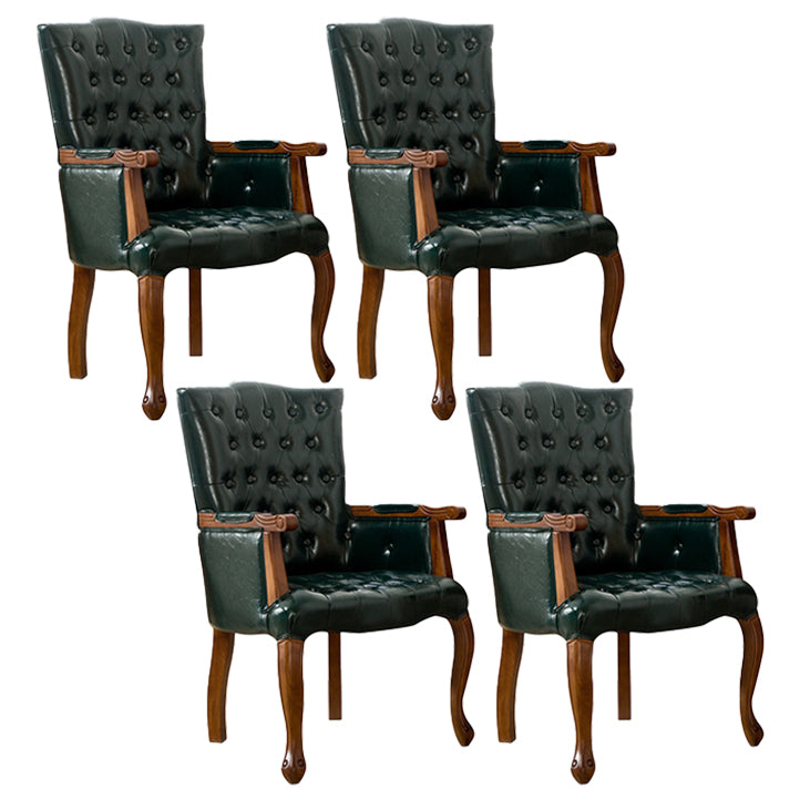 Victorian Dining Arm Chair Solid Back Side Chair with 4 Wood Legs for Home Use Blackish Green 4 Piece Set Clearhalo ' kitchen&dining_furn' 'Dining Chairs' 'Dining Tables & Seating' 'dining_chair' 'furn' 'furn_dining_chair' 'Furniture' 'furniture_dining_chair' 'Kitchen & Dining Furniture' 'kitchen' 3597811