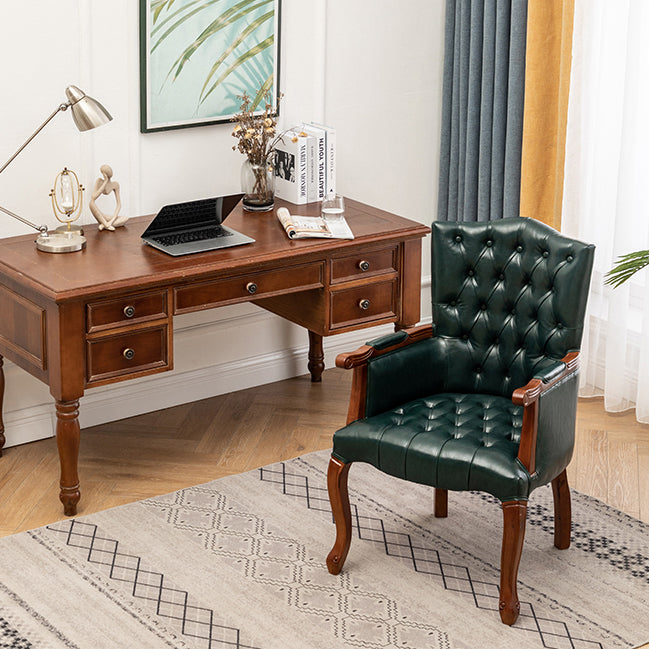 Victorian Dining Arm Chair Solid Back Side Chair with 4 Wood Legs for Home Use Clearhalo ' kitchen&dining_furn' 'Dining Chairs' 'Dining Tables & Seating' 'dining_chair' 'furn' 'furn_dining_chair' 'Furniture' 'furniture_dining_chair' 'Kitchen & Dining Furniture' 'kitchen' 3597812