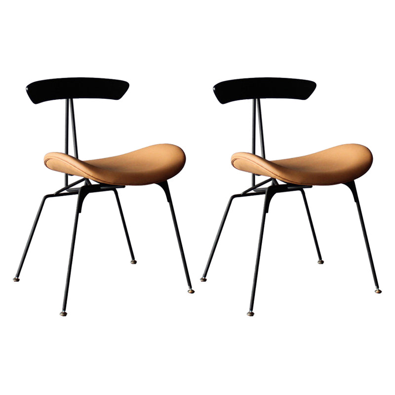 Industrial Chair with Metal Base 29"H Open Back Dining Side Chair for Restaurant Brown 2 Piece Set Clearhalo ' kitchen&dining_furn' 'Dining Chairs' 'Dining Tables & Seating' 'dining_chair' 'furn' 'furn_dining_chair' 'Furniture' 'furniture_dining_chair' 'Kitchen & Dining Furniture' 'kitchen' 3597825