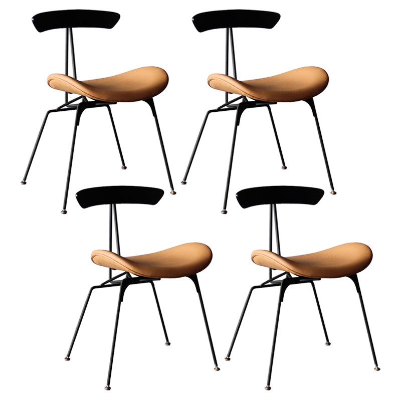 Industrial Chair with Metal Base 29"H Open Back Dining Side Chair for Restaurant Brown 4 Piece Set Clearhalo ' kitchen&dining_furn' 'Dining Chairs' 'Dining Tables & Seating' 'dining_chair' 'furn' 'furn_dining_chair' 'Furniture' 'furniture_dining_chair' 'Kitchen & Dining Furniture' 'kitchen' 3597828