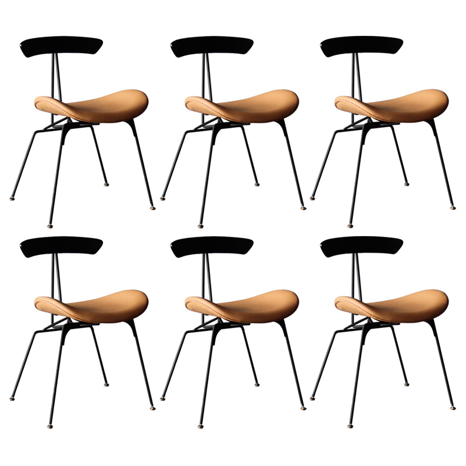 Industrial Chair with Metal Base 29"H Open Back Dining Side Chair for Restaurant Brown 6 Piece Set Clearhalo ' kitchen&dining_furn' 'Dining Chairs' 'Dining Tables & Seating' 'dining_chair' 'furn' 'furn_dining_chair' 'Furniture' 'furniture_dining_chair' 'Kitchen & Dining Furniture' 'kitchen' 3597830