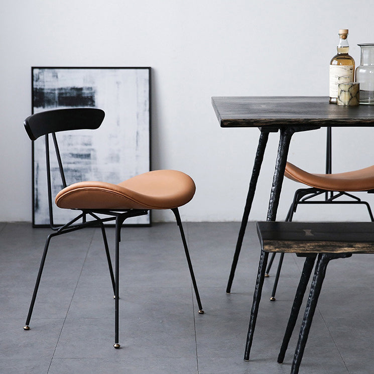 Industrial Chair with Metal Base 29"H Open Back Dining Side Chair for Restaurant Clearhalo ' kitchen&dining_furn' 'Dining Chairs' 'Dining Tables & Seating' 'dining_chair' 'furn' 'furn_dining_chair' 'Furniture' 'furniture_dining_chair' 'Kitchen & Dining Furniture' 'kitchen' 3597833