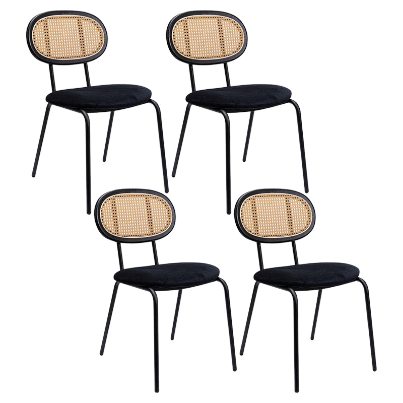 Modern Style Metal Dining Room Kitchen Chairs Set Open Back Dining Side Chair Black Black 4 Piece Set Clearhalo ' kitchen&dining_furn' 'Dining Chairs' 'Dining Tables & Seating' 'dining_chair' 'furn' 'furn_dining_chair' 'Furniture' 'furniture_dining_chair' 'Kitchen & Dining Furniture' 'kitchen' 3597843