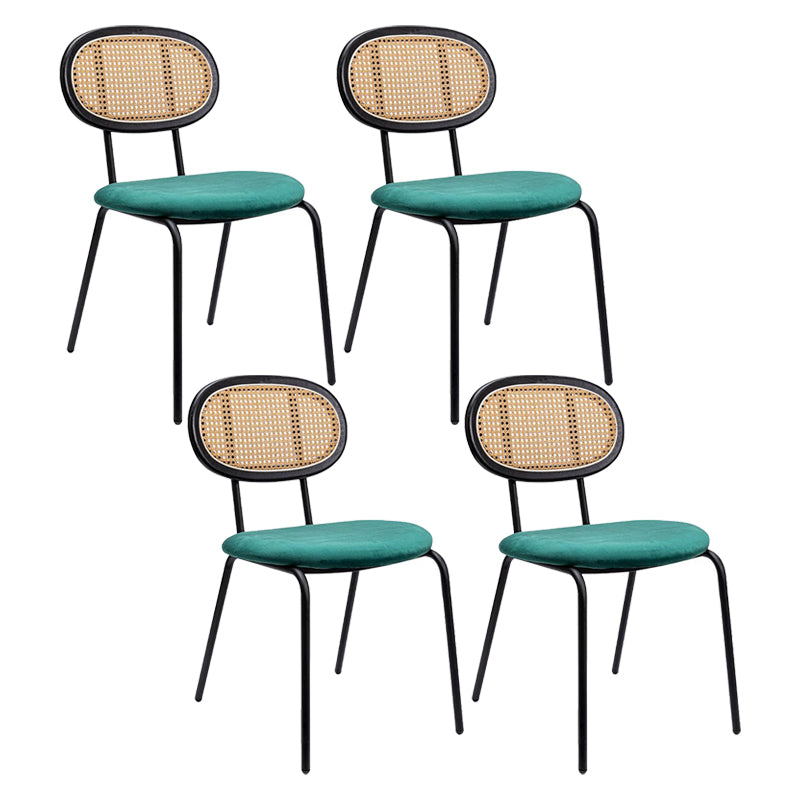 Modern Style Metal Dining Room Kitchen Chairs Set Open Back Dining Side Chair Black Green 4 Piece Set Clearhalo ' kitchen&dining_furn' 'Dining Chairs' 'Dining Tables & Seating' 'dining_chair' 'furn' 'furn_dining_chair' 'Furniture' 'furniture_dining_chair' 'Kitchen & Dining Furniture' 'kitchen' 3597848