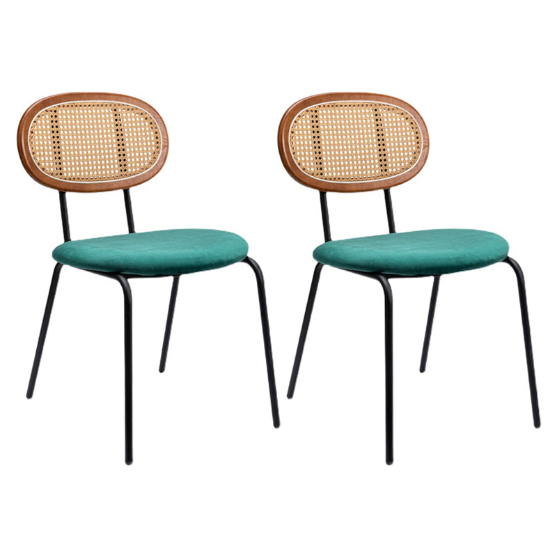 Modern Style Metal Dining Room Kitchen Chairs Set Open Back Dining Side Chair Walnut Green 2 Piece Set Clearhalo ' kitchen&dining_furn' 'Dining Chairs' 'Dining Tables & Seating' 'dining_chair' 'furn' 'furn_dining_chair' 'Furniture' 'furniture_dining_chair' 'Kitchen & Dining Furniture' 'kitchen' 3597854