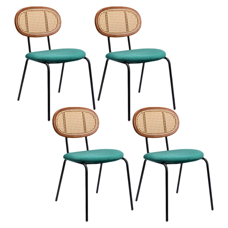 Modern Style Metal Dining Room Kitchen Chairs Set Open Back Dining Side Chair Walnut Green 4 Piece Set Clearhalo ' kitchen&dining_furn' 'Dining Chairs' 'Dining Tables & Seating' 'dining_chair' 'furn' 'furn_dining_chair' 'Furniture' 'furniture_dining_chair' 'Kitchen & Dining Furniture' 'kitchen' 3597856