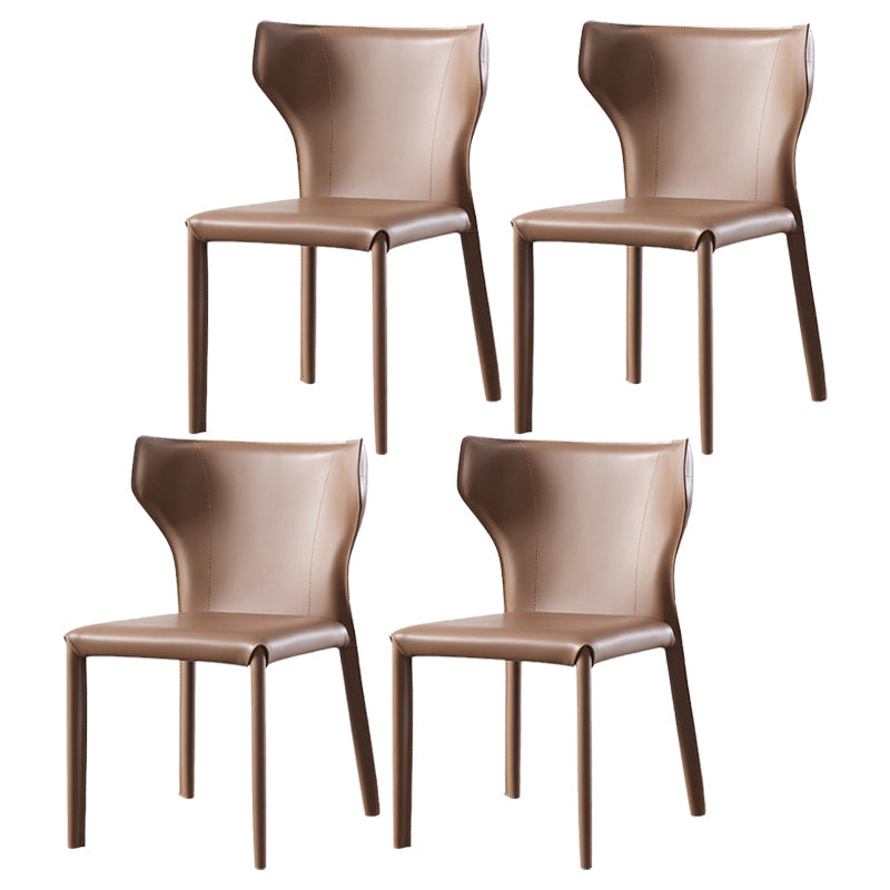Faux Leather Modern Dining Room Chair Matte Finish Wingback Side Dining Chair Brown 4 Piece Set Clearhalo ' kitchen&dining_furn' 'Dining Chairs' 'Dining Tables & Seating' 'dining_chair' 'furn' 'furn_dining_chair' 'Furniture' 'furniture_dining_chair' 'Kitchen & Dining Furniture' 'kitchen' 3597862