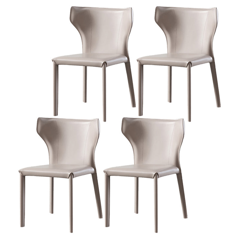 Faux Leather Modern Dining Room Chair Matte Finish Wingback Side Dining Chair Light Khaki 4 Piece Set Clearhalo ' kitchen&dining_furn' 'Dining Chairs' 'Dining Tables & Seating' 'dining_chair' 'furn' 'furn_dining_chair' 'Furniture' 'furniture_dining_chair' 'Kitchen & Dining Furniture' 'kitchen' 3597868