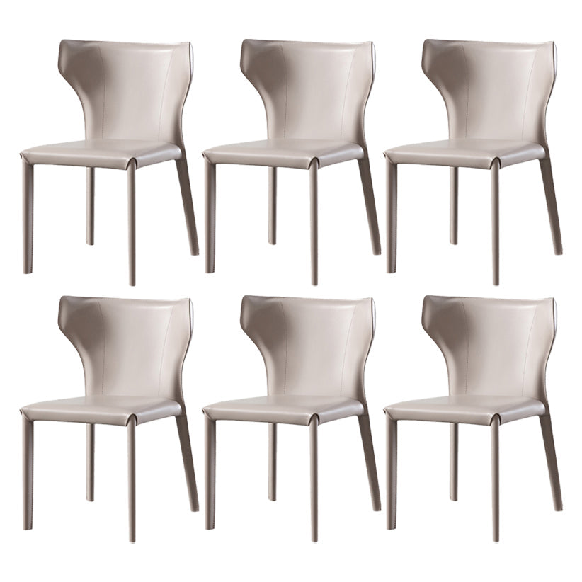 Faux Leather Modern Dining Room Chair Matte Finish Wingback Side Dining Chair Light Khaki 6 Piece Set Clearhalo ' kitchen&dining_furn' 'Dining Chairs' 'Dining Tables & Seating' 'dining_chair' 'furn' 'furn_dining_chair' 'Furniture' 'furniture_dining_chair' 'Kitchen & Dining Furniture' 'kitchen' 3597870