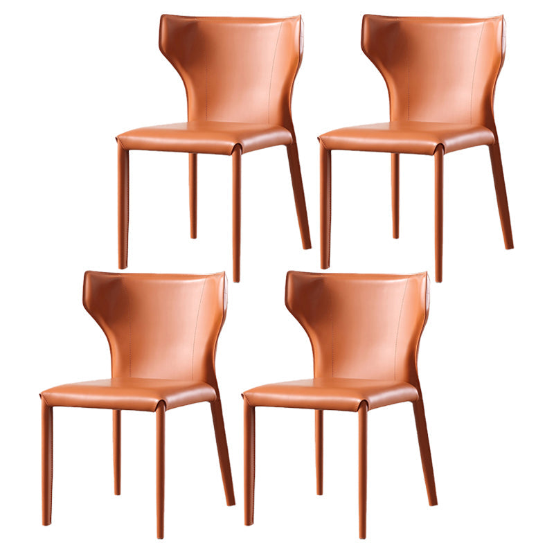 Faux Leather Modern Dining Room Chair Matte Finish Wingback Side Dining Chair Orange 4 Piece Set Clearhalo ' kitchen&dining_furn' 'Dining Chairs' 'Dining Tables & Seating' 'dining_chair' 'furn' 'furn_dining_chair' 'Furniture' 'furniture_dining_chair' 'Kitchen & Dining Furniture' 'kitchen' 3597873