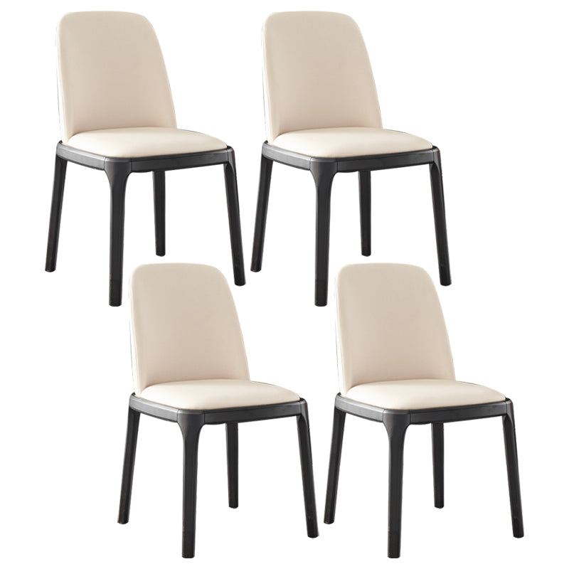 Contemporary Side Chair Dining Room Side Chair Set with Solid Wood Legs Off-White 4 Piece Set Clearhalo ' kitchen&dining_furn' 'Dining Chairs' 'Dining Tables & Seating' 'dining_chair' 'furn' 'furn_dining_chair' 'Furniture' 'furniture_dining_chair' 'Kitchen & Dining Furniture' 'kitchen' 3597895