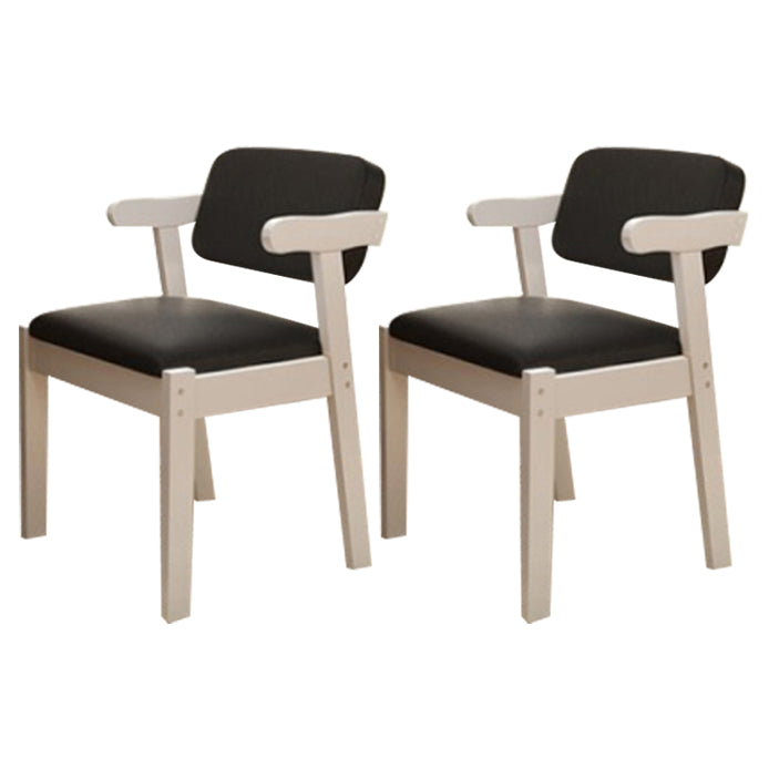 Contemporary Dining Side Chair Solid Wood Open Back Dining Side Chairs Black 2 Piece Set White Clearhalo ' kitchen&dining_furn' 'Dining Chairs' 'Dining Tables & Seating' 'dining_chair' 'furn' 'furn_dining_chair' 'Furniture' 'furniture_dining_chair' 'Kitchen & Dining Furniture' 'kitchen' 3597918