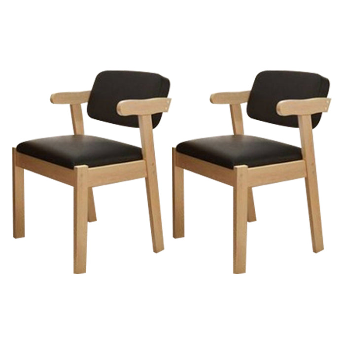 Contemporary Dining Side Chair Solid Wood Open Back Dining Side Chairs Black 2 Piece Set Natural Wood Clearhalo ' kitchen&dining_furn' 'Dining Chairs' 'Dining Tables & Seating' 'dining_chair' 'furn' 'furn_dining_chair' 'Furniture' 'furniture_dining_chair' 'Kitchen & Dining Furniture' 'kitchen' 3597925