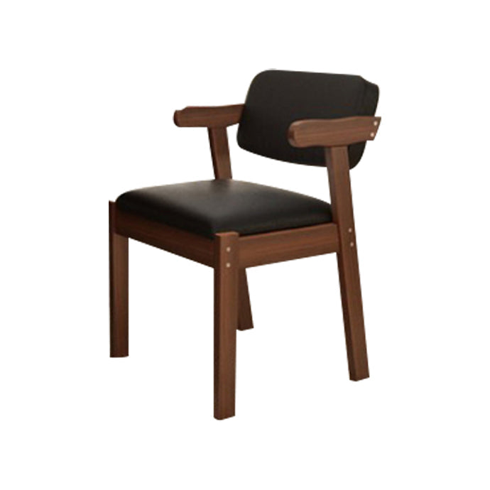 Contemporary Dining Side Chair Solid Wood Open Back Dining Side Chairs Black 1 Piece Walnut Clearhalo ' kitchen&dining_furn' 'Dining Chairs' 'Dining Tables & Seating' 'dining_chair' 'furn' 'furn_dining_chair' 'Furniture' 'furniture_dining_chair' 'Kitchen & Dining Furniture' 'kitchen' 3597929