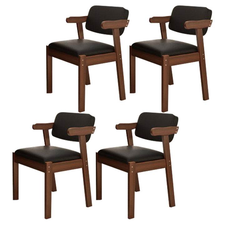 Contemporary Dining Side Chair Solid Wood Open Back Dining Side Chairs Black 4 Piece Set Walnut Clearhalo ' kitchen&dining_furn' 'Dining Chairs' 'Dining Tables & Seating' 'dining_chair' 'furn' 'furn_dining_chair' 'Furniture' 'furniture_dining_chair' 'Kitchen & Dining Furniture' 'kitchen' 3597932