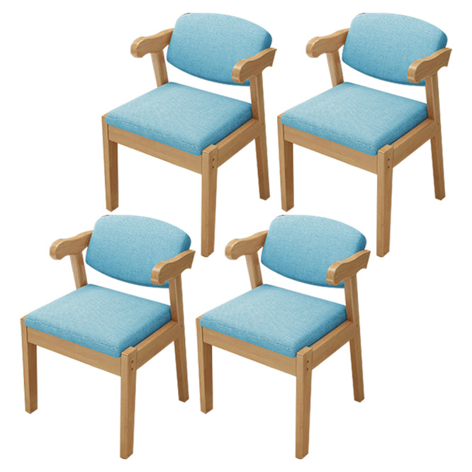 Contemporary Dining Side Chair Solid Wood Open Back Dining Side Chairs Sky Blue 4 Piece Set Natural Wood Clearhalo ' kitchen&dining_furn' 'Dining Chairs' 'Dining Tables & Seating' 'dining_chair' 'furn' 'furn_dining_chair' 'Furniture' 'furniture_dining_chair' 'Kitchen & Dining Furniture' 'kitchen' 3597952