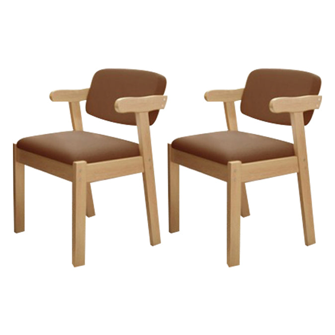 Contemporary Dining Side Chair Solid Wood Open Back Dining Side Chairs Coffee 2 Piece Set Natural Wood Clearhalo ' kitchen&dining_furn' 'Dining Chairs' 'Dining Tables & Seating' 'dining_chair' 'furn' 'furn_dining_chair' 'Furniture' 'furniture_dining_chair' 'Kitchen & Dining Furniture' 'kitchen' 3597957