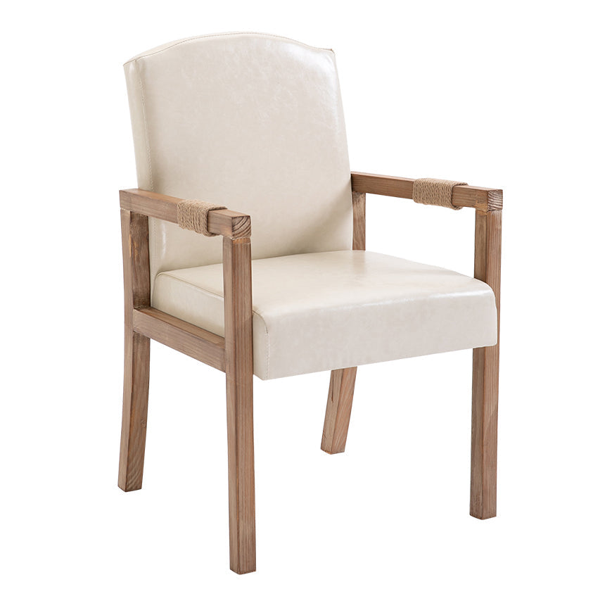 Wood Farmhouse Dining Arm Chair with Color Cushion Parsons Chair for Home Off-White 1 Piece Clearhalo ' kitchen&dining_furn' 'Dining Chairs' 'Dining Tables & Seating' 'dining_chair' 'furn' 'furn_dining_chair' 'Furniture' 'furniture_dining_chair' 'Kitchen & Dining Furniture' 'kitchen' 3597970