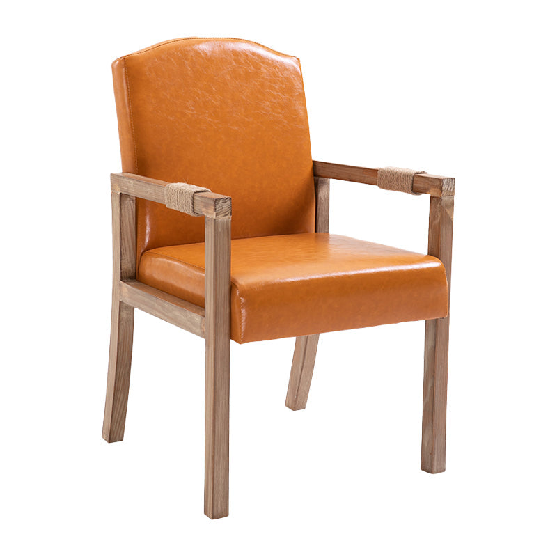 Wood Farmhouse Dining Arm Chair with Color Cushion Parsons Chair for Home Orange 1 Piece Clearhalo ' kitchen&dining_furn' 'Dining Chairs' 'Dining Tables & Seating' 'dining_chair' 'furn' 'furn_dining_chair' 'Furniture' 'furniture_dining_chair' 'Kitchen & Dining Furniture' 'kitchen' 3597974