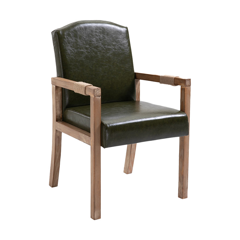 Wood Farmhouse Dining Arm Chair with Color Cushion Parsons Chair for Home Green 1 Piece Clearhalo ' kitchen&dining_furn' 'Dining Chairs' 'Dining Tables & Seating' 'dining_chair' 'furn' 'furn_dining_chair' 'Furniture' 'furniture_dining_chair' 'Kitchen & Dining Furniture' 'kitchen' 3597981