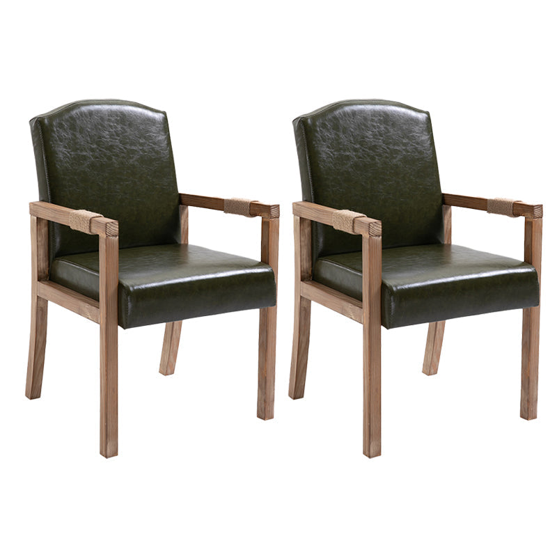 Wood Farmhouse Dining Arm Chair with Color Cushion Parsons Chair for Home Green 2 Piece Set Clearhalo ' kitchen&dining_furn' 'Dining Chairs' 'Dining Tables & Seating' 'dining_chair' 'furn' 'furn_dining_chair' 'Furniture' 'furniture_dining_chair' 'Kitchen & Dining Furniture' 'kitchen' 3597982
