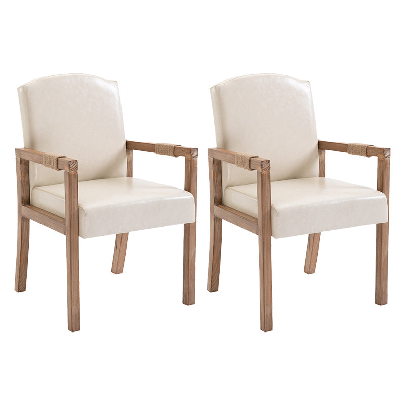 Wood Farmhouse Dining Arm Chair with Color Cushion Parsons Chair for Home Off-White 2 Piece Set Clearhalo ' kitchen&dining_furn' 'Dining Chairs' 'Dining Tables & Seating' 'dining_chair' 'furn' 'furn_dining_chair' 'Furniture' 'furniture_dining_chair' 'Kitchen & Dining Furniture' 'kitchen' 3597988