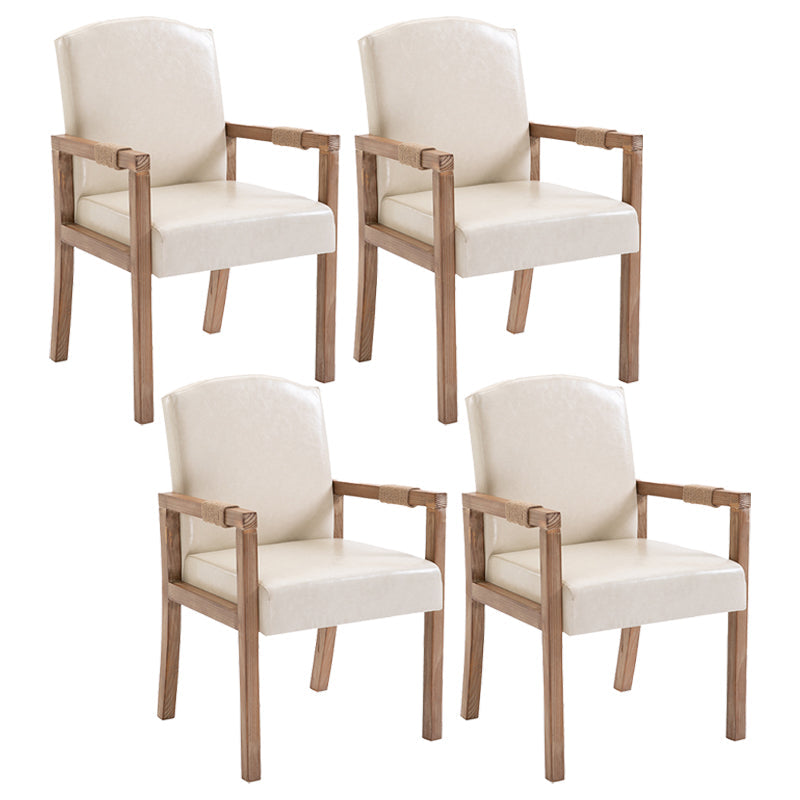 Wood Farmhouse Dining Arm Chair with Color Cushion Parsons Chair for Home Off-White 4 Piece Set Clearhalo ' kitchen&dining_furn' 'Dining Chairs' 'Dining Tables & Seating' 'dining_chair' 'furn' 'furn_dining_chair' 'Furniture' 'furniture_dining_chair' 'Kitchen & Dining Furniture' 'kitchen' 3597989