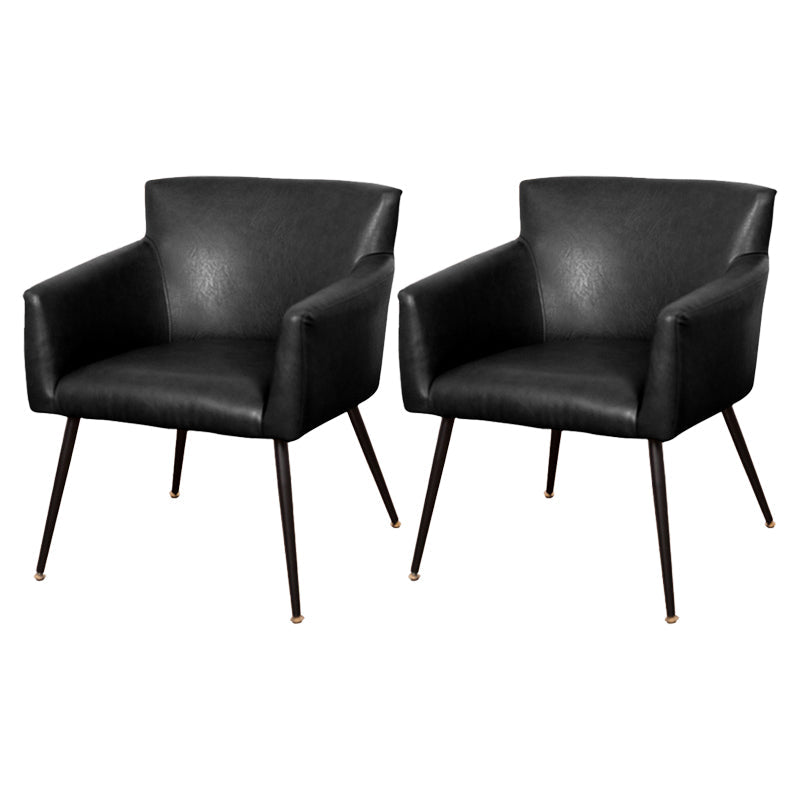 Contemporary Chairs Kitchen Parsons Dining Armchair with Carbon Steel Legs Black 2 Piece Set Black Clearhalo ' kitchen&dining_furn' 'Dining Chairs' 'Dining Tables & Seating' 'dining_chair' 'furn' 'furn_dining_chair' 'Furniture' 'furniture_dining_chair' 'Kitchen & Dining Furniture' 'kitchen' 3597993