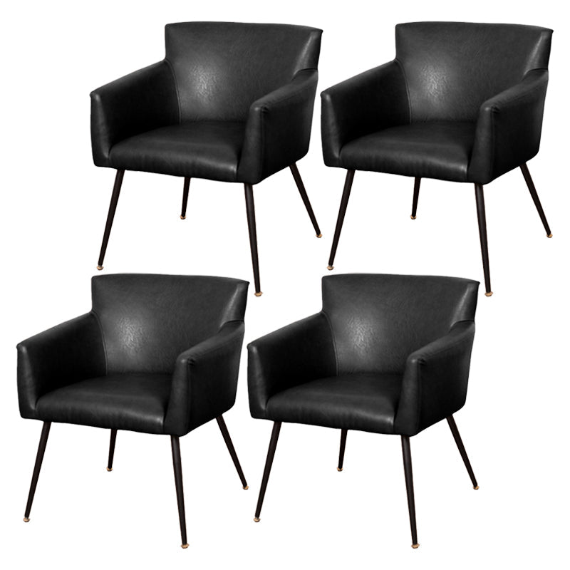 Contemporary Chairs Kitchen Parsons Dining Armchair with Carbon Steel Legs Black 4 Piece Set Black Clearhalo ' kitchen&dining_furn' 'Dining Chairs' 'Dining Tables & Seating' 'dining_chair' 'furn' 'furn_dining_chair' 'Furniture' 'furniture_dining_chair' 'Kitchen & Dining Furniture' 'kitchen' 3597995