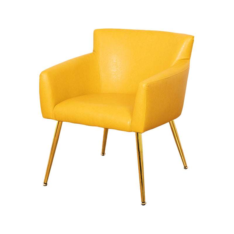 Contemporary Chairs Kitchen Parsons Dining Armchair with Carbon Steel Legs Yellow 1 Piece Brass Gold Clearhalo ' kitchen&dining_furn' 'Dining Chairs' 'Dining Tables & Seating' 'dining_chair' 'furn' 'furn_dining_chair' 'Furniture' 'furniture_dining_chair' 'Kitchen & Dining Furniture' 'kitchen' 3598007