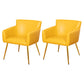 Contemporary Chairs Kitchen Parsons Dining Armchair with Carbon Steel Legs Yellow 2 Piece Set Brass Gold Clearhalo ' kitchen&dining_furn' 'Dining Chairs' 'Dining Tables & Seating' 'dining_chair' 'furn' 'furn_dining_chair' 'Furniture' 'furniture_dining_chair' 'Kitchen & Dining Furniture' 'kitchen' 3598008