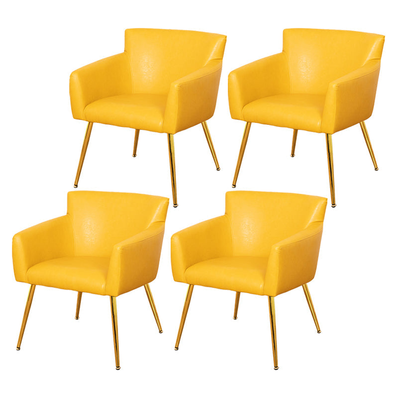 Contemporary Chairs Kitchen Parsons Dining Armchair with Carbon Steel Legs Yellow 4 Piece Set Brass Gold Clearhalo ' kitchen&dining_furn' 'Dining Chairs' 'Dining Tables & Seating' 'dining_chair' 'furn' 'furn_dining_chair' 'Furniture' 'furniture_dining_chair' 'Kitchen & Dining Furniture' 'kitchen' 3598011