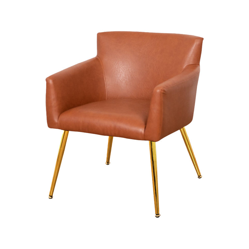 Contemporary Chairs Kitchen Parsons Dining Armchair with Carbon Steel Legs Brown 1 Piece Brass Gold Clearhalo ' kitchen&dining_furn' 'Dining Chairs' 'Dining Tables & Seating' 'dining_chair' 'furn' 'furn_dining_chair' 'Furniture' 'furniture_dining_chair' 'Kitchen & Dining Furniture' 'kitchen' 3598016