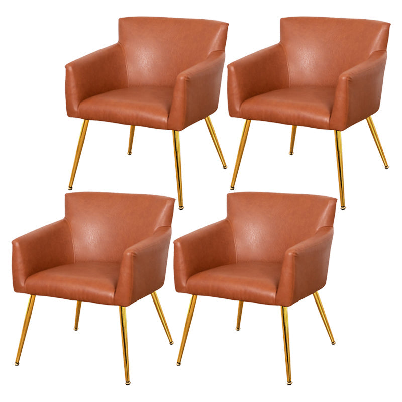 Contemporary Chairs Kitchen Parsons Dining Armchair with Carbon Steel Legs Brown 4 Piece Set Brass Gold Clearhalo ' kitchen&dining_furn' 'Dining Chairs' 'Dining Tables & Seating' 'dining_chair' 'furn' 'furn_dining_chair' 'Furniture' 'furniture_dining_chair' 'Kitchen & Dining Furniture' 'kitchen' 3598018