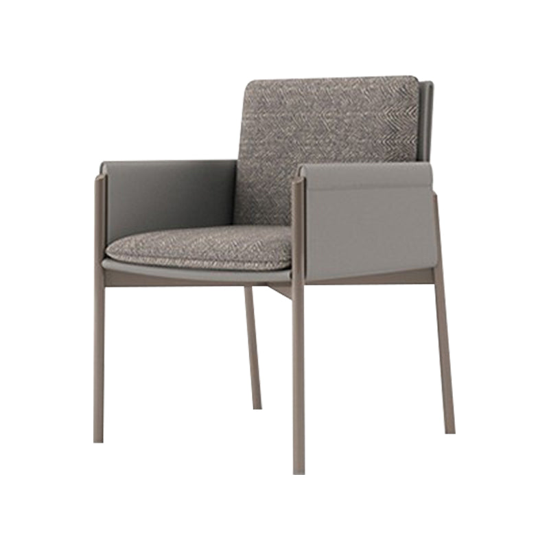Faux Leather Contemporary Dining Chair Matte Finish Solid Back Dining Arm Chair Light Gray 1 Piece Clearhalo ' kitchen&dining_furn' 'Dining Chairs' 'Dining Tables & Seating' 'dining_chair' 'furn' 'furn_dining_chair' 'Furniture' 'furniture_dining_chair' 'Kitchen & Dining Furniture' 'kitchen' 3598049