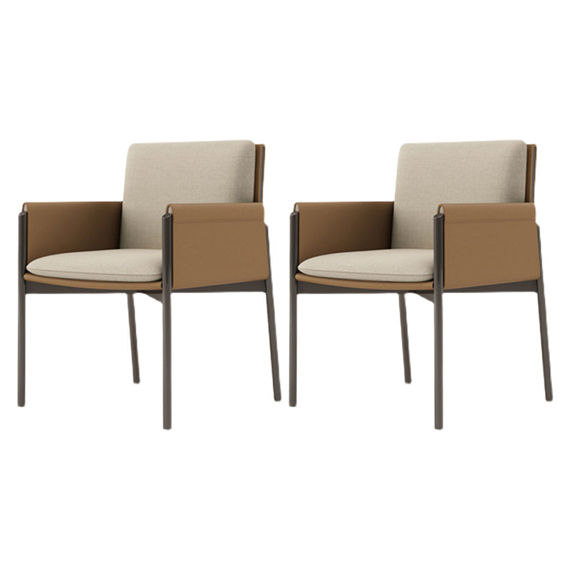 Faux Leather Contemporary Dining Chair Matte Finish Solid Back Dining Arm Chair Coffee 2 Piece Set Clearhalo ' kitchen&dining_furn' 'Dining Chairs' 'Dining Tables & Seating' 'dining_chair' 'furn' 'furn_dining_chair' 'Furniture' 'furniture_dining_chair' 'Kitchen & Dining Furniture' 'kitchen' 3598060