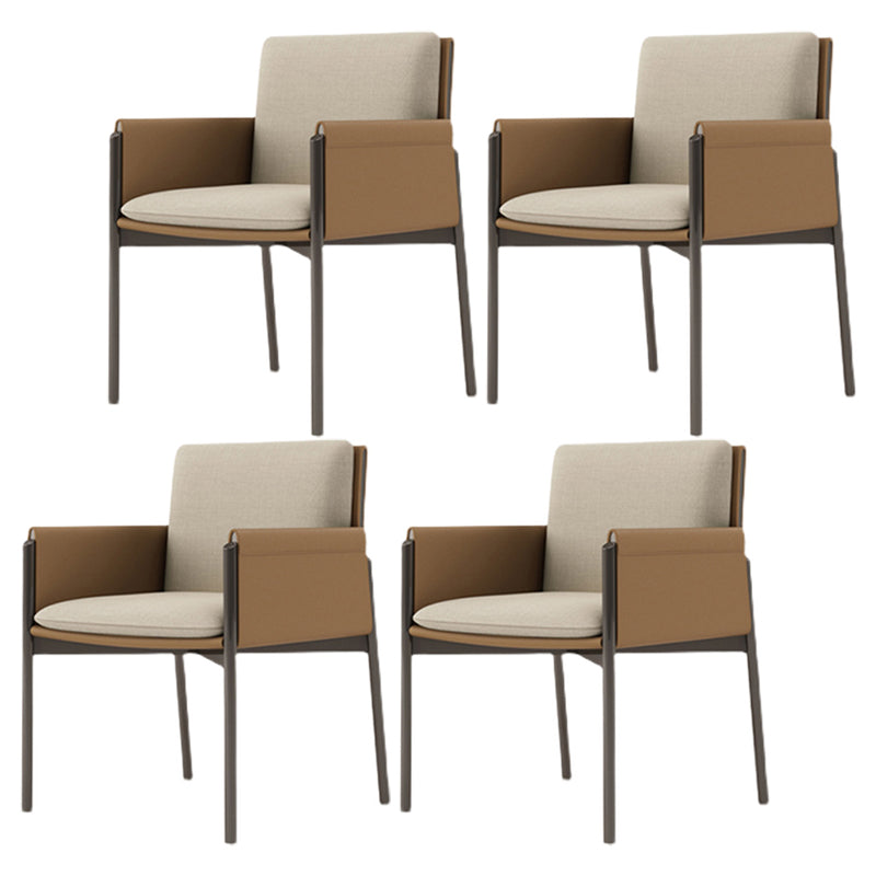 Faux Leather Contemporary Dining Chair Matte Finish Solid Back Dining Arm Chair Coffee 4 Piece Set Clearhalo ' kitchen&dining_furn' 'Dining Chairs' 'Dining Tables & Seating' 'dining_chair' 'furn' 'furn_dining_chair' 'Furniture' 'furniture_dining_chair' 'Kitchen & Dining Furniture' 'kitchen' 3598062