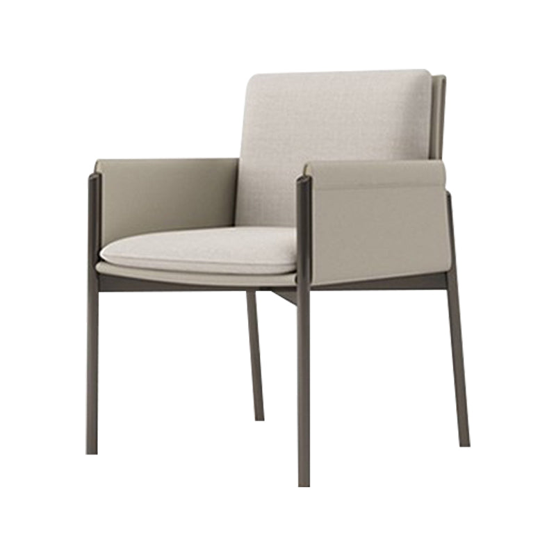 Faux Leather Contemporary Dining Chair Matte Finish Solid Back Dining Arm Chair Off-White 1 Piece Clearhalo ' kitchen&dining_furn' 'Dining Chairs' 'Dining Tables & Seating' 'dining_chair' 'furn' 'furn_dining_chair' 'Furniture' 'furniture_dining_chair' 'Kitchen & Dining Furniture' 'kitchen' 3598064
