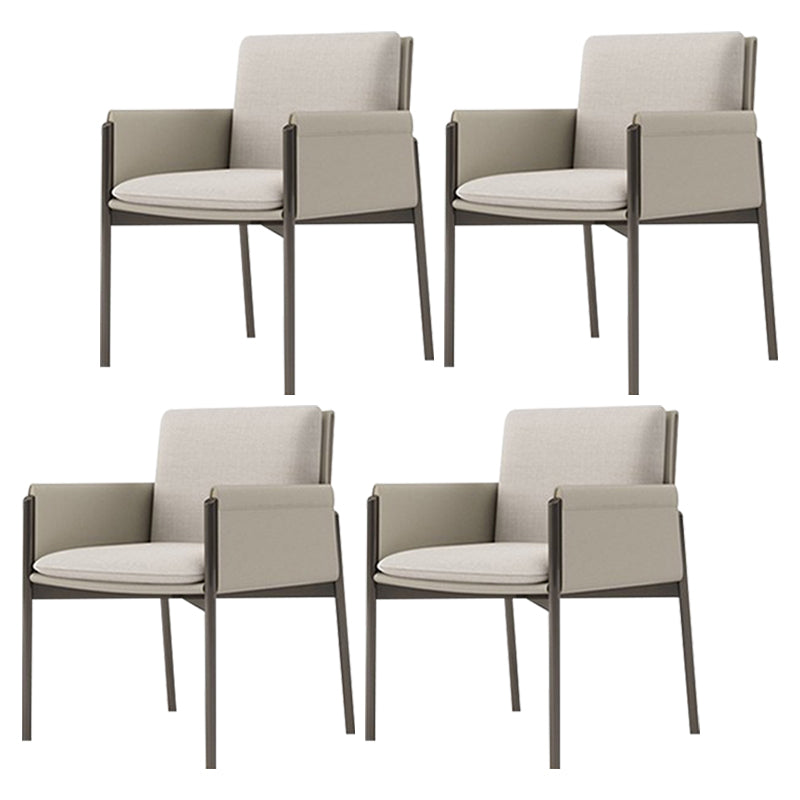 Faux Leather Contemporary Dining Chair Matte Finish Solid Back Dining Arm Chair Off-White 4 Piece Set Clearhalo ' kitchen&dining_furn' 'Dining Chairs' 'Dining Tables & Seating' 'dining_chair' 'furn' 'furn_dining_chair' 'Furniture' 'furniture_dining_chair' 'Kitchen & Dining Furniture' 'kitchen' 3598067
