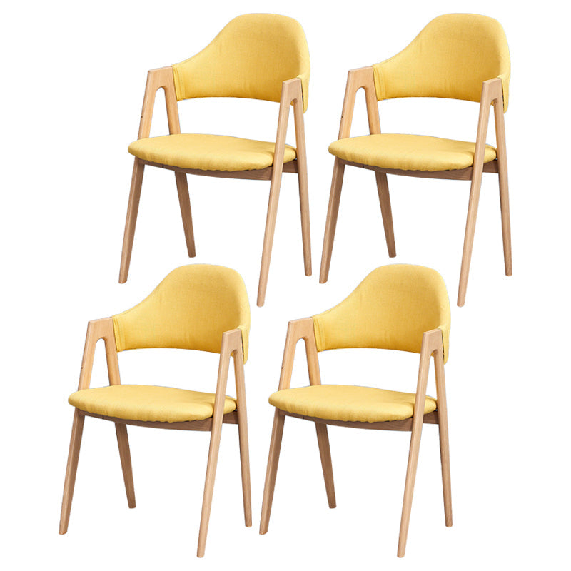 Glam Style Wooden Dining Arm Chair Matte Finish Dining Chair for Dinning Room Yellow 4 Piece Set Clearhalo ' kitchen&dining_furn' 'Dining Chairs' 'Dining Tables & Seating' 'dining_chair' 'furn' 'furn_dining_chair' 'Furniture' 'furniture_dining_chair' 'Kitchen & Dining Furniture' 'kitchen' 3598081